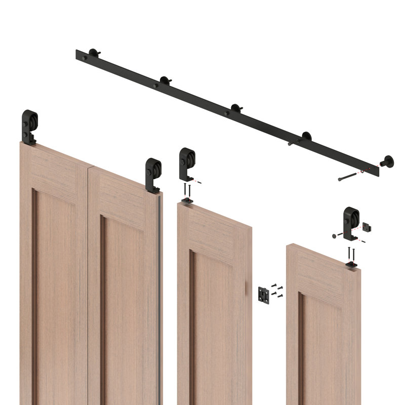 JUBEST Bifolding Double Barn Door Hardware Kit (DOORS NOT INCLUDED